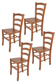 Set 4 Sedie Venice Tommychairs, robusta struttura in legno di faggio verniciata in ciliegio e seduta in legno