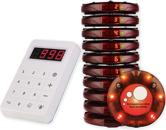 Sistema di Allarme Digitale, Systeema di Chiamata, Sistema di Allarme per Ristoranti, Display LED per Pagere, 4 Modalità di Chiamata, Batteria con Grande Capacità, Pannello di Silenzio per Ristoranti, Hotel