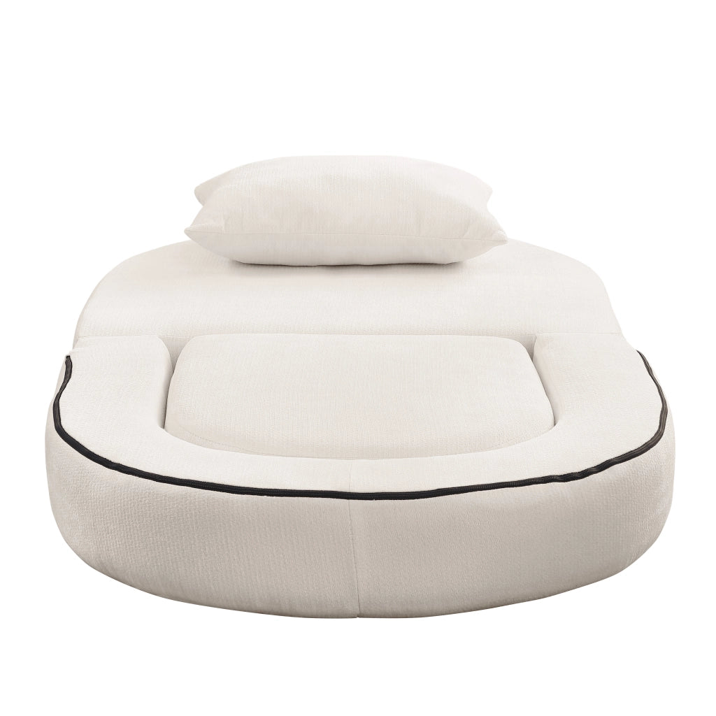 Divano modulare componibile con seduta ampia e tessuto chenille beige per soggiorno e camera 105 × 28 × 28 cm