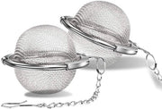 Set di 2 pezzi 55 cm - Ovale di the in acciaio inossidabile con catena - Filtro per thea e spezie - Infusore per thea e monete - Accessori per thea