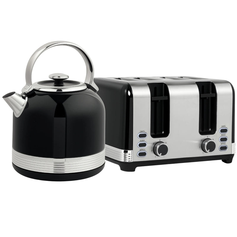 Set bollitore e tostapane, 7 livelli di doratura, 1,7 L, plastica, acciaio inox, nero