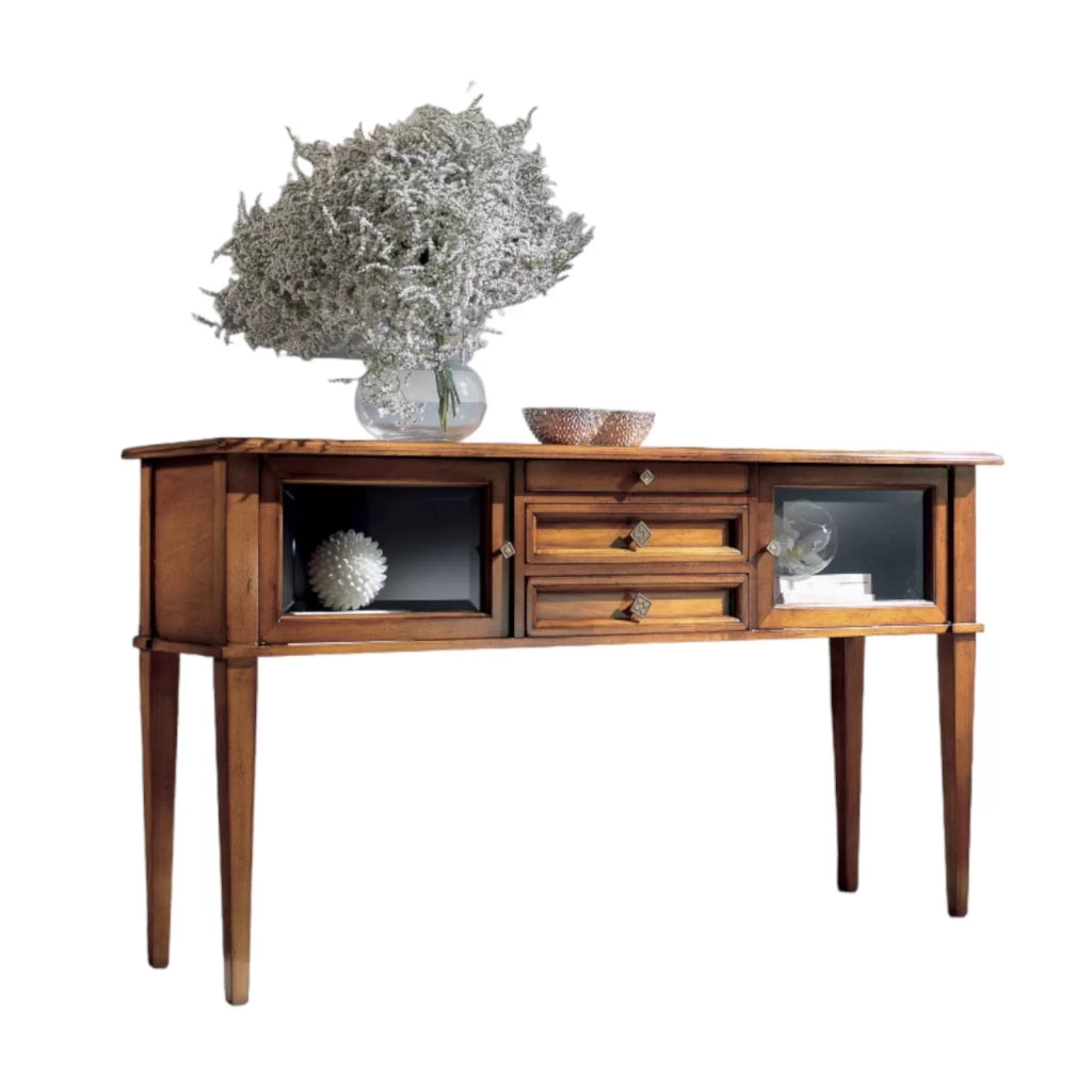 Consolle classica 3 cassetti 2 porte legno bassano 140x40x80 - Mobili 2G