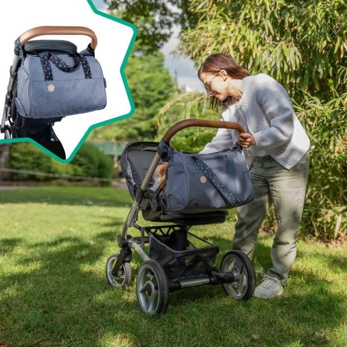 Borsa fasciatoio Badabulle Pocketstyle: fasciatoio, copertura isolante, custodia, accessori per passeggino inclusi, blu