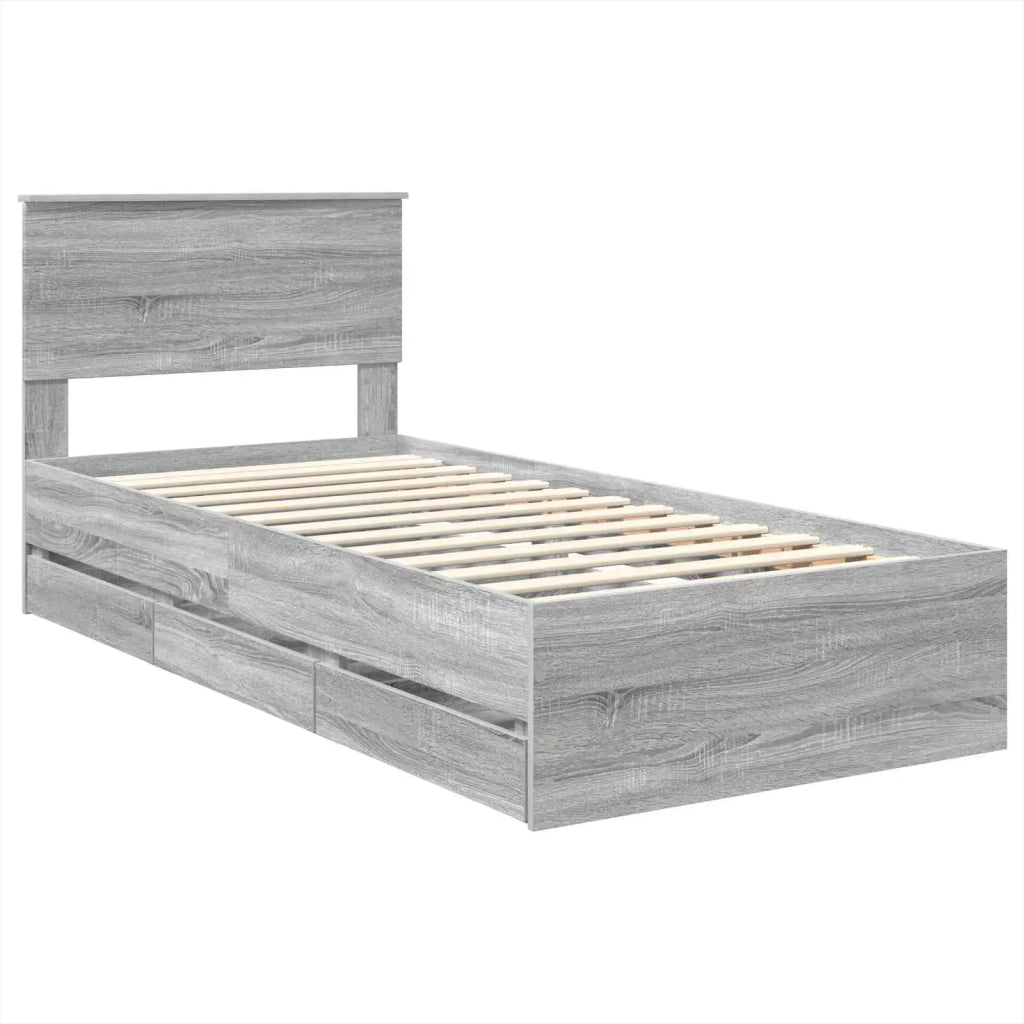 Struttura del letto con cassetto Grigio Sonoma 75 x 190 cm