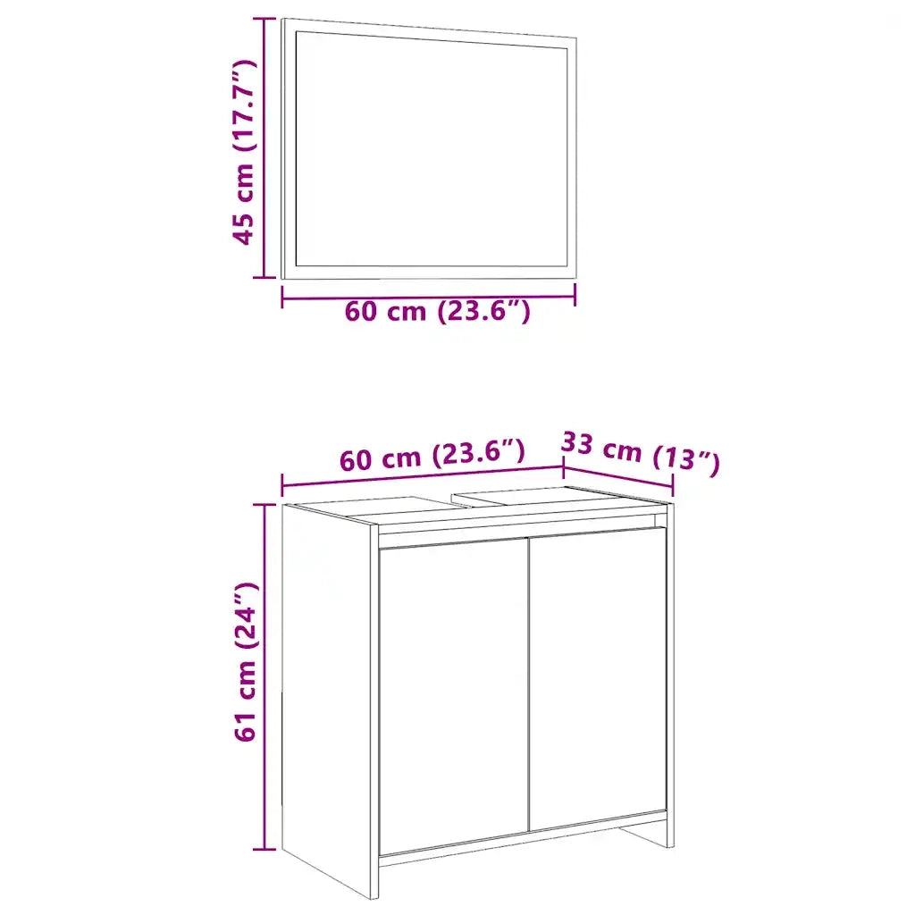 Set Mobili da Bagno | Armadio da bagno 2 pz Rovere Fumo in Legno Multistrato