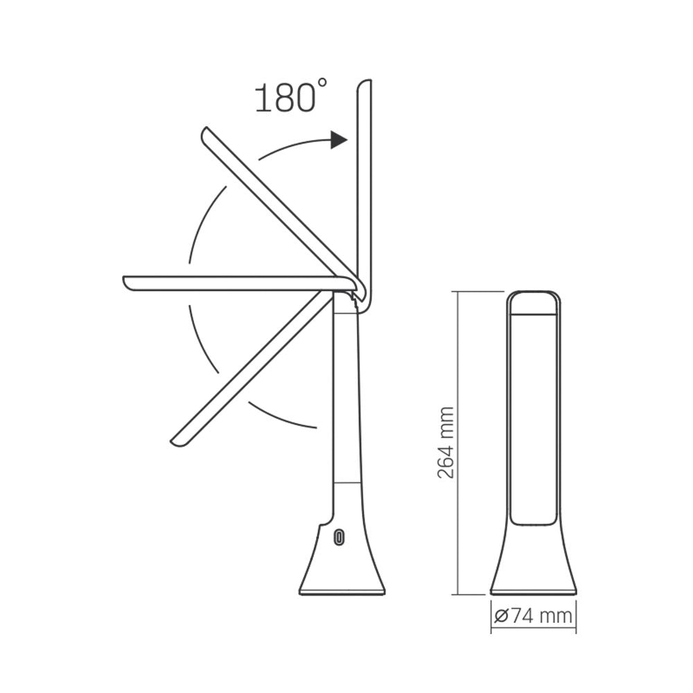 Lampada da scrivania LED 5W dimmerabile, batteria, torcia Videx