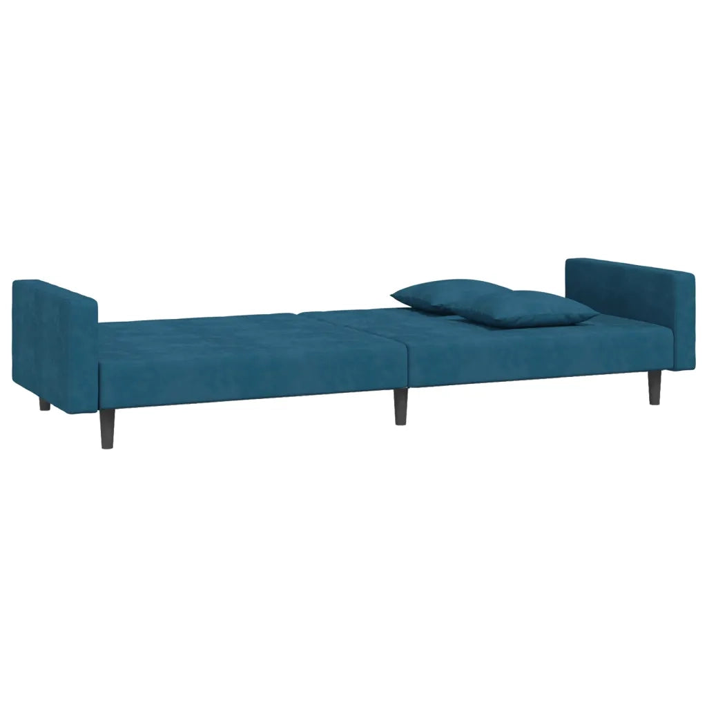 Divano letto | Sof¨¤ letto | Letto singolo a 2 Posti con 2 Cuscini Blu in Velluto