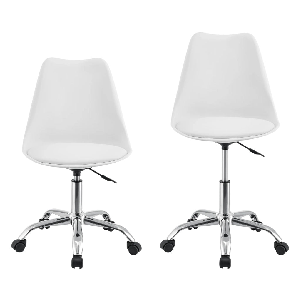 Sedia da ufficio con seduta imbottita 5 ruote girevole a 360° e regolabile in altezza metallo bianco 03_0004996