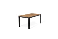 E-STYLO Tavolo allungabile con top rovere in melaminico e base in metallo nero, 90cm X 156/ 316cm H. 76cm.