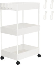 Trolley multifunzionale in plastica con 3 livelli e ruote - Sistema di stoccaggio spazievitore per cucina, bagno e ufficio