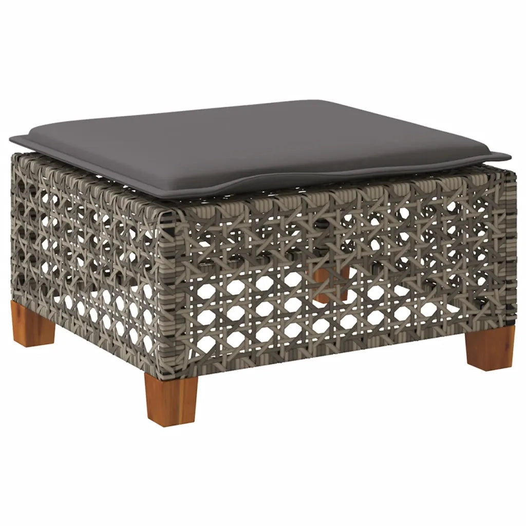 Sgabello Giardino con Cuscino Grigio 63,5x56x32cm in Polyrattan CFW3315309