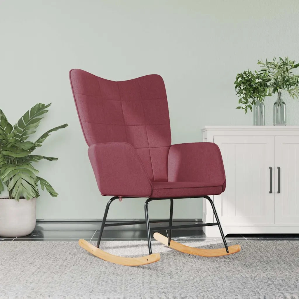 Sedia a Dondolo Rosso Vino in Tessuto CFW6889226