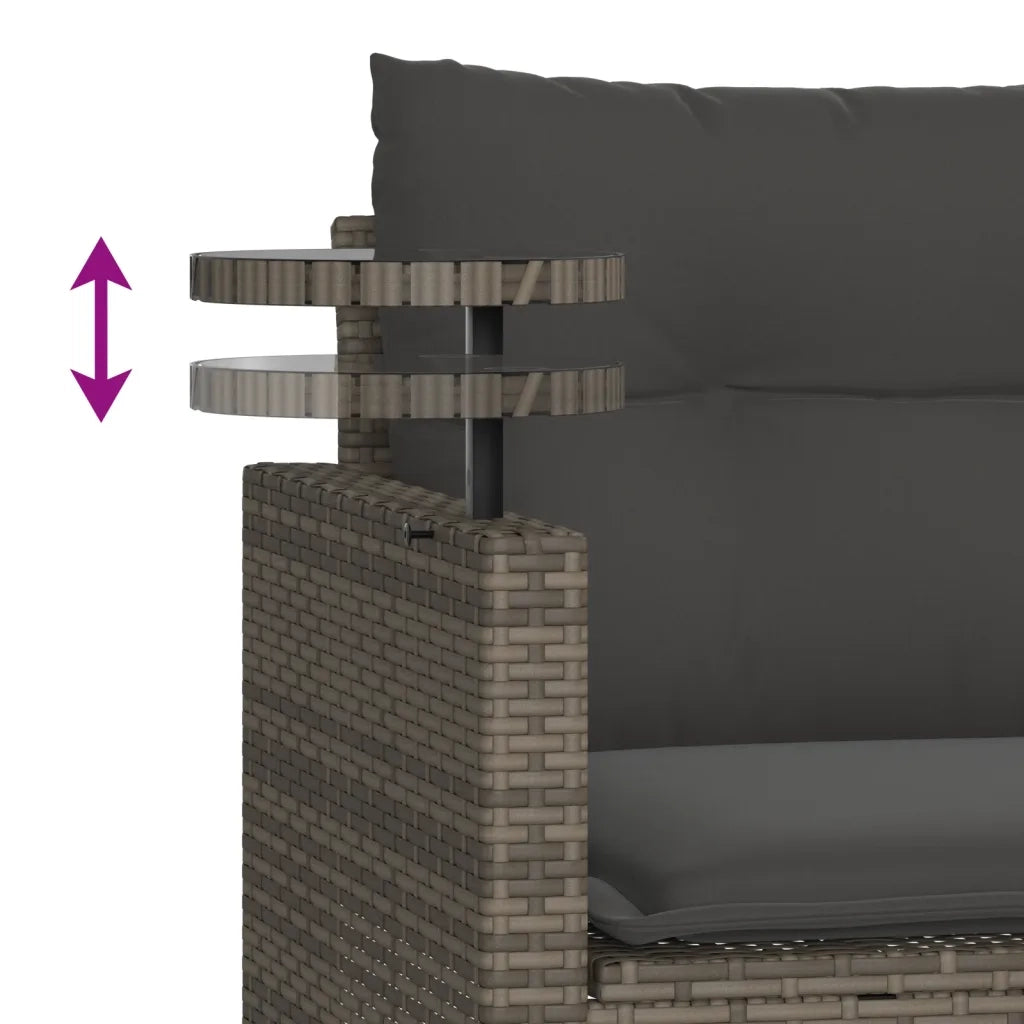 Set Divani da Giardino 3 pz | Set Salotto da Giardino con Cuscini Grigio in Polyrattan
