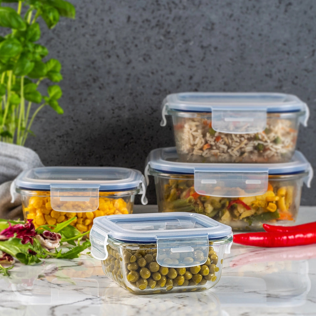 KADAX 6 contenitori per alimenti in vetro, portapranzo per frigorifero e microonde