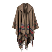 Sciarpa da donna spessa in jacquard di cashmere a righe, stile europeo e americano.