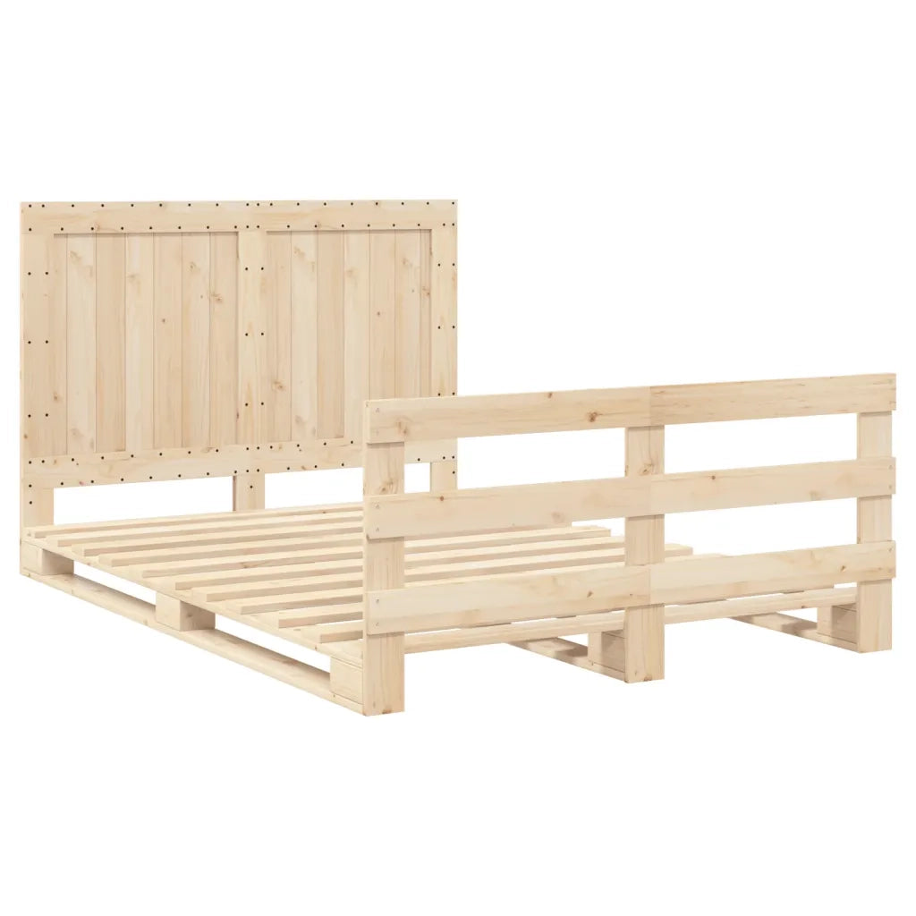 Giroletto con Testiera-Struttura Letto con testiera 140x200 cm in Legno Massello di Pino 976586