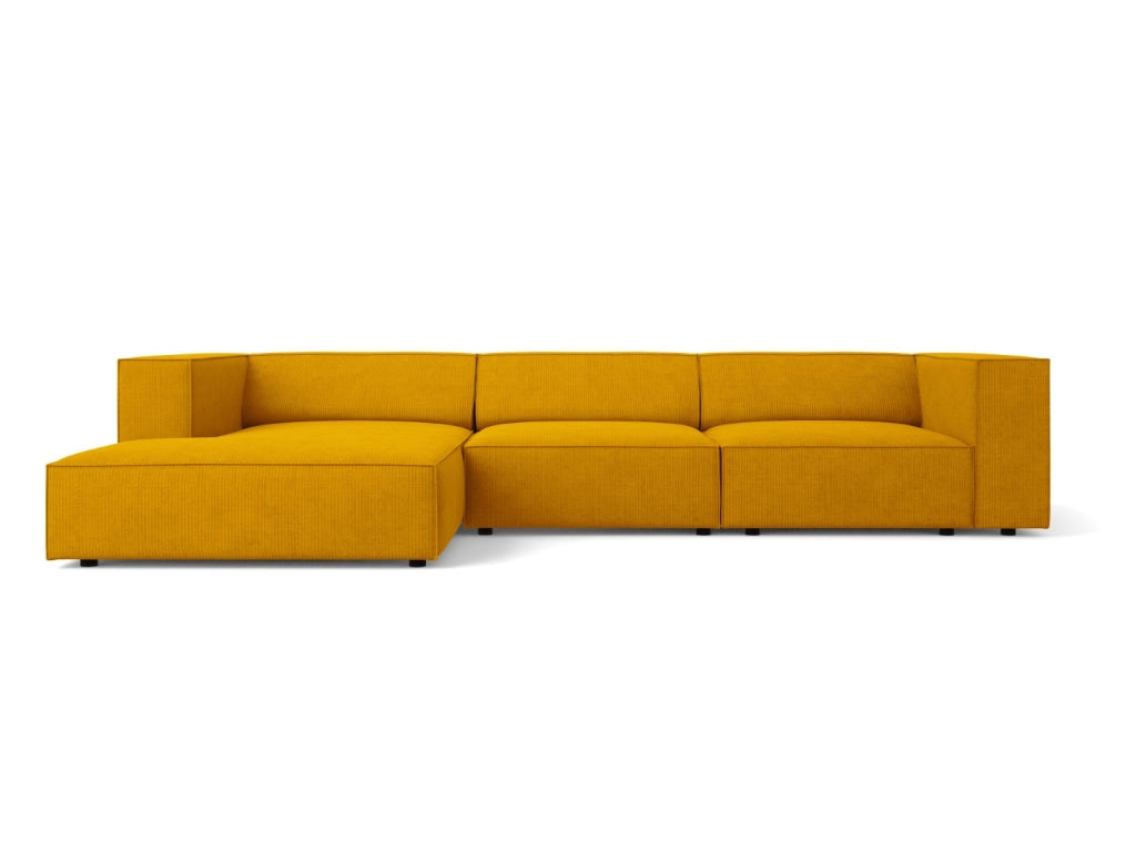 Cosmopolitan Design - Divano angolare sinistro "Arendal" 4 posti in ciniglia con effetto a coste senape 