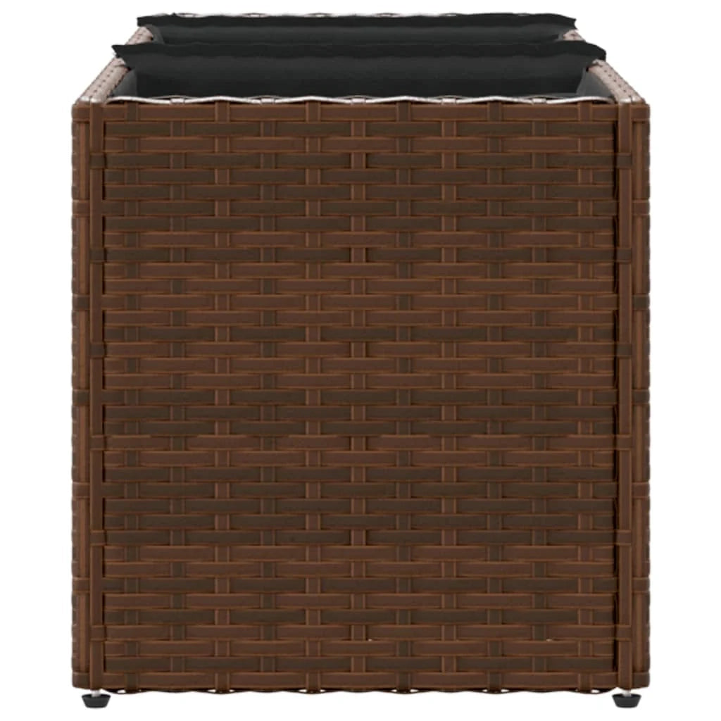 Fioriera rialzata per piante fiori giardino terrazze con 3 vasi set da 2 105 x 30 x 32 cm resina intrecciata marrone 02_0038859