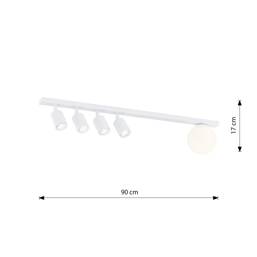 Plafoniera Minimal 5 Luci Sobek In Acciaio Bianco E14+Gu10