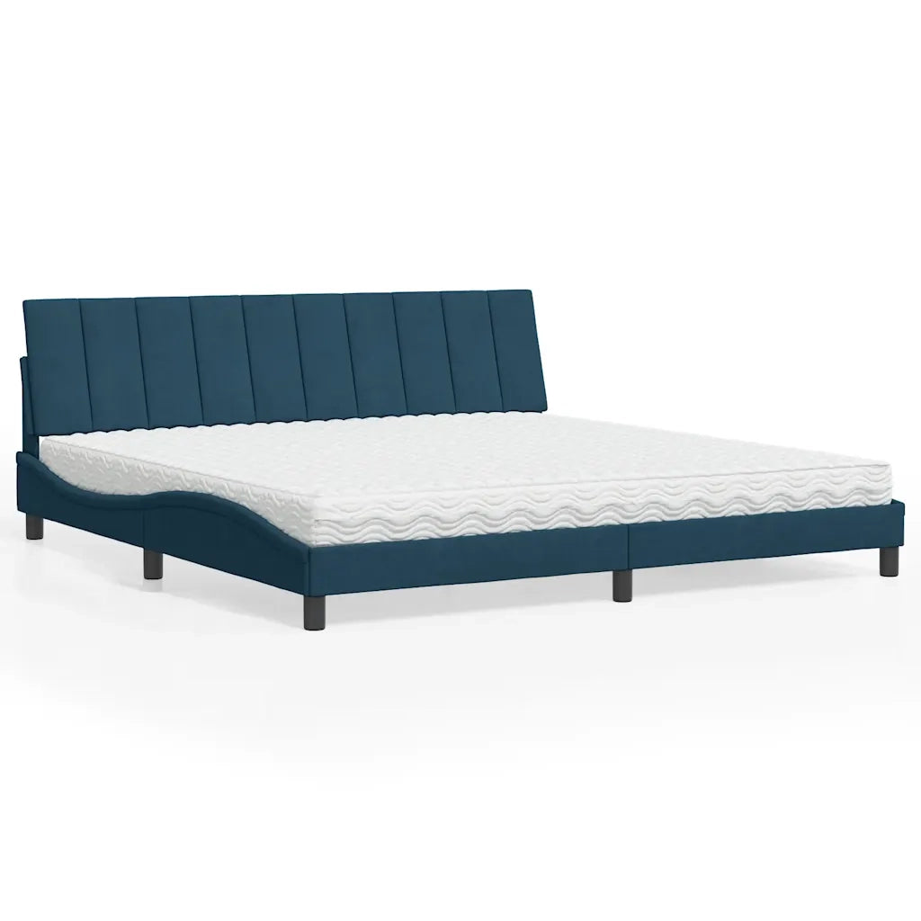 Letto con Materasso Hanko Blu 200x200 cm Velluto