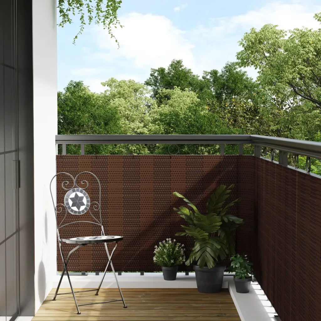 Schermo da balcone | Paravento da Balcone Marrone e Nero 300x100 cm in Polyrattan