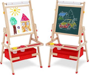 Banco da lettura per bambini in legno con contenitore per fogli e lavagna bianca - cavalletto da disegno rotativo a doppia faccia per bambini - per ragazzi e ragazze