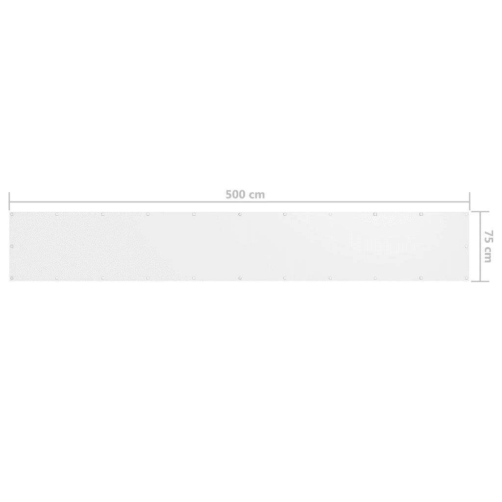 Paravento-Divisorio Balcone Bianco 75x500 cm in Tessuto Oxford