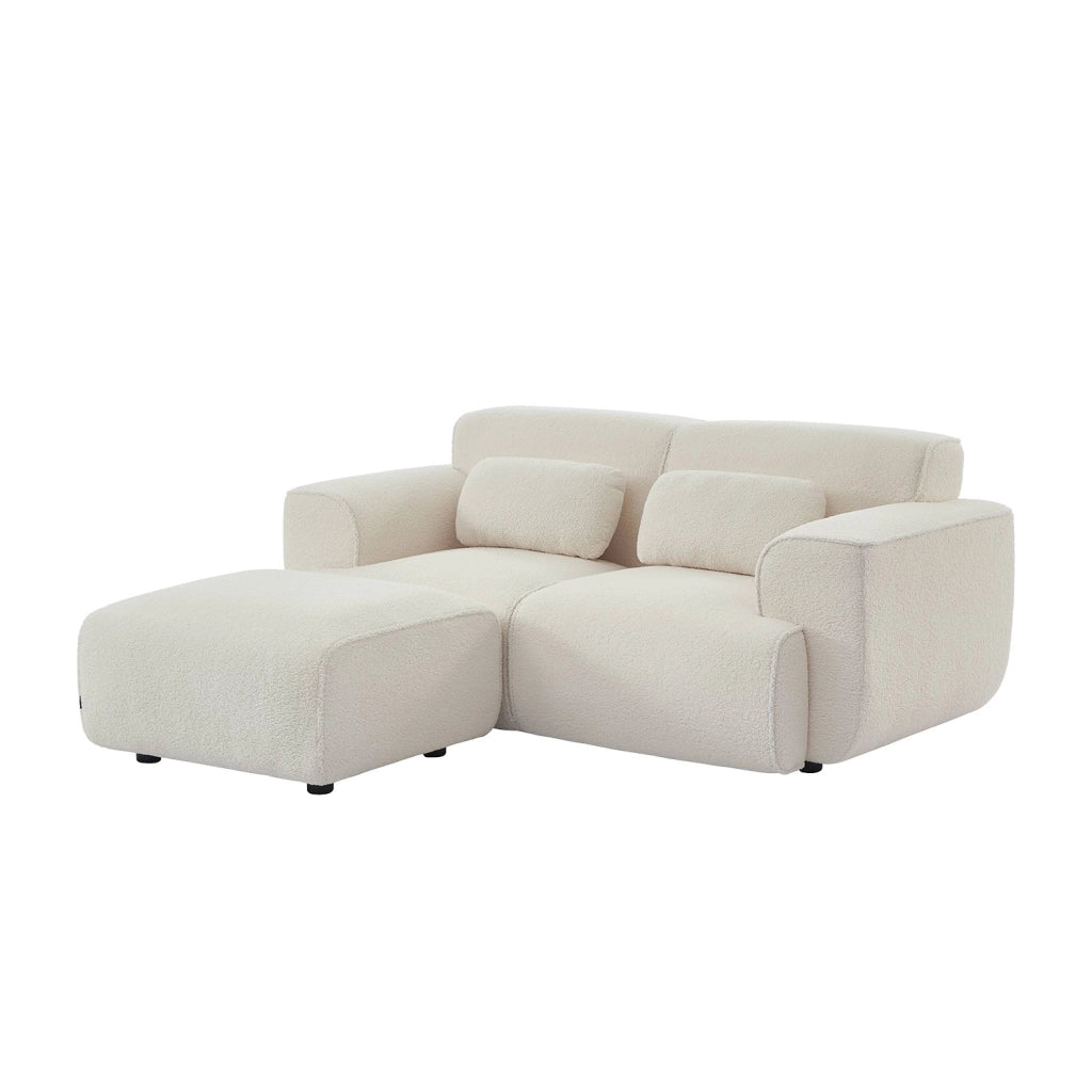 Poggiapiedi per divano wallas bouclé, crema