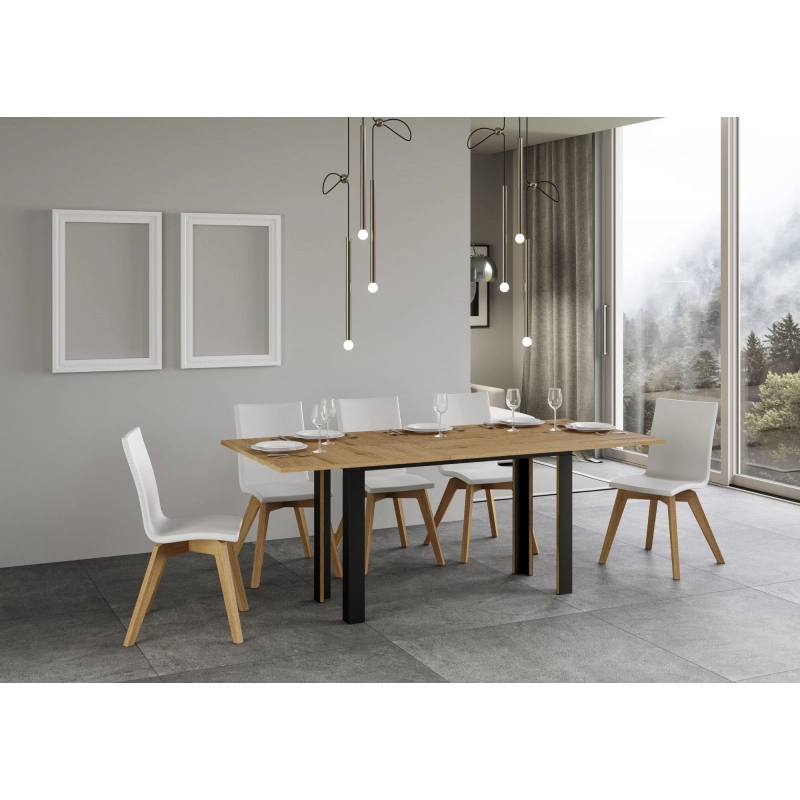 Tavolo apribile 120/200x45/90 cm Linea Double telaio Antracite - Quercia Natura