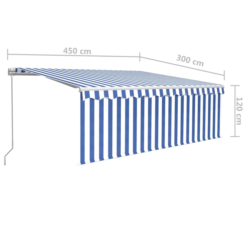 Tenda Sole Retrattile Manuale con Parasole 4,5x3m Blu e Bianco 3069316