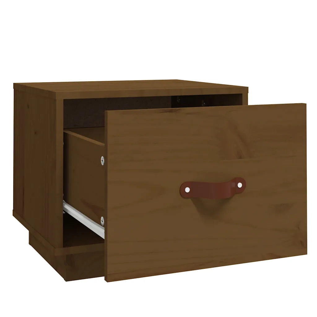 Set di 2 Comodini | Armadio da Notte | Mobiletto da notte ambra 40x34x35 cm in Legno Massello di Pino