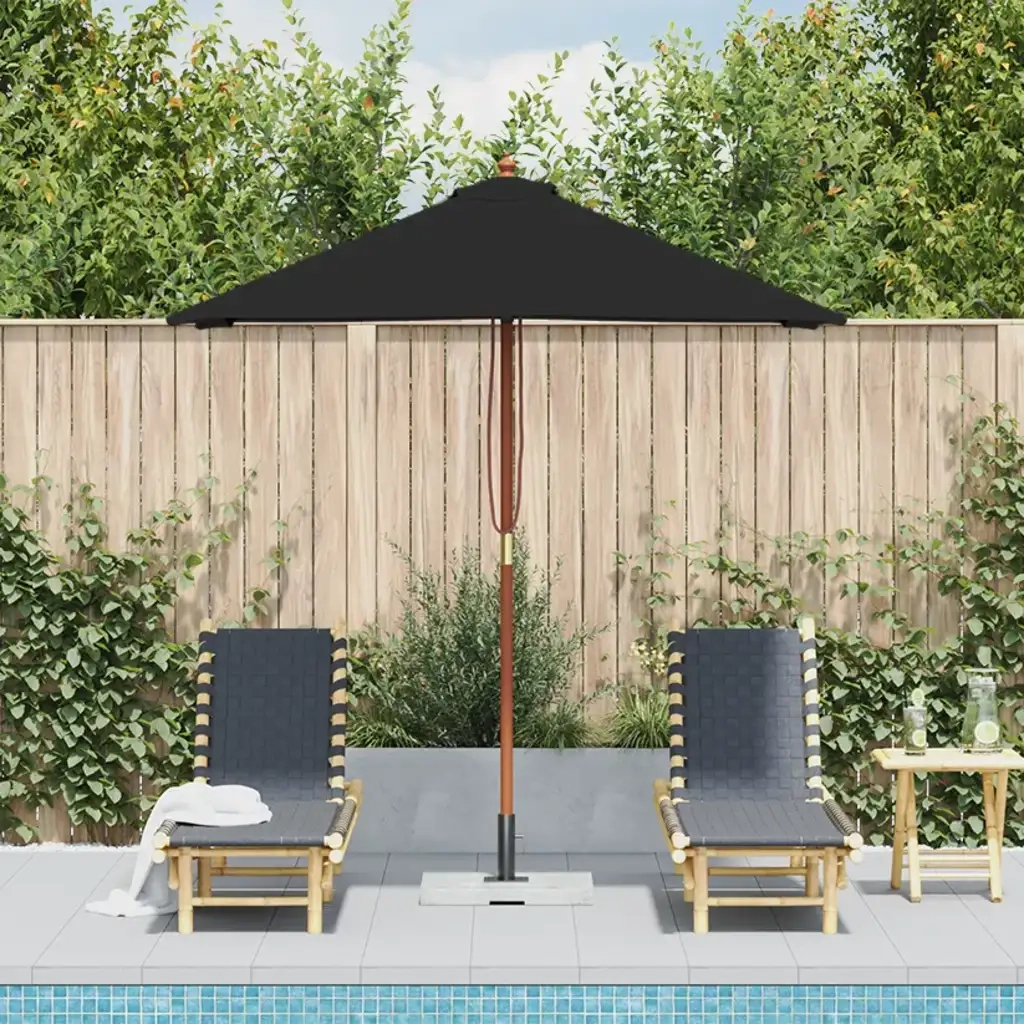Ombrellone da Giardino con Palo in Legno 150x200 cm Nero 313884