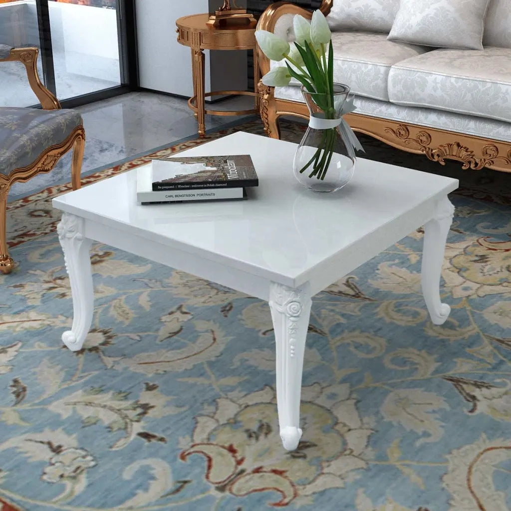Tavolino da Salotto 80x80x42 cm Lucido Bianco 243379