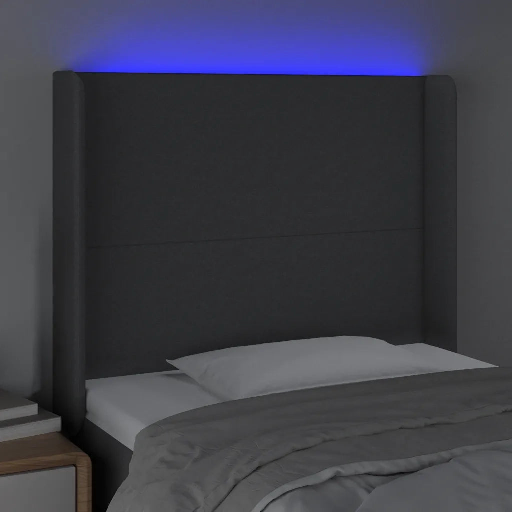 Testiera a LED GrigioScuro 103x16x118/128cm inTessuto 3123759