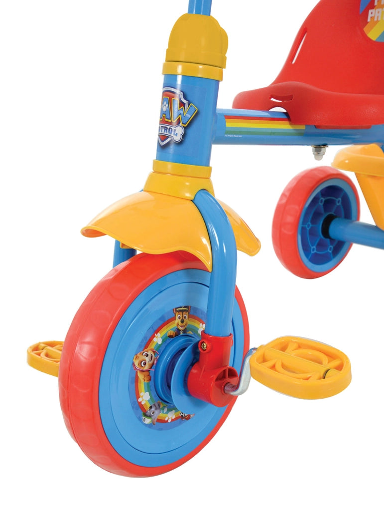 Triciclo a Pedali Primi Passi per Bambini con Maniglione Genitoriale Rimovibile e Vano Contenitore Paw Patrol Azzurro