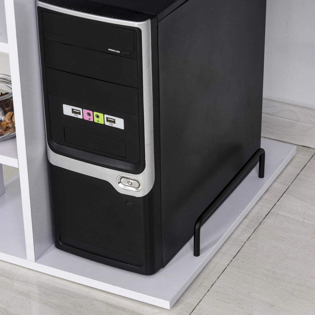 Scrivania PC Ergonomica con Cassetto e Mensole ¨C Zephmum ¨C Bianco 120x60x74 cm
