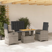 Set da Pranzo da Giardino 4 pz con Cuscini in Polyrattan Grigiocod mxl 90631
