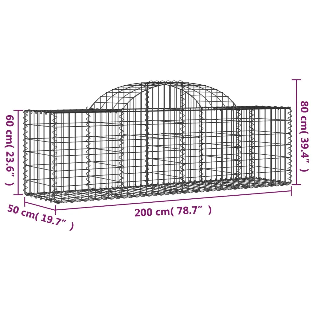 Cesti Gabbioni ad Arco 15 pz 200x50x60/80 cm Ferro Zincato 3146291