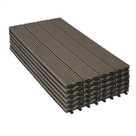 Set di piastrelle per giardino con sistema di chiusura rapida - 6 pezzi - Resistente all'usura e stabile - Piastrelle per giardino - 30x60x2 cm - Sabbia chiaro