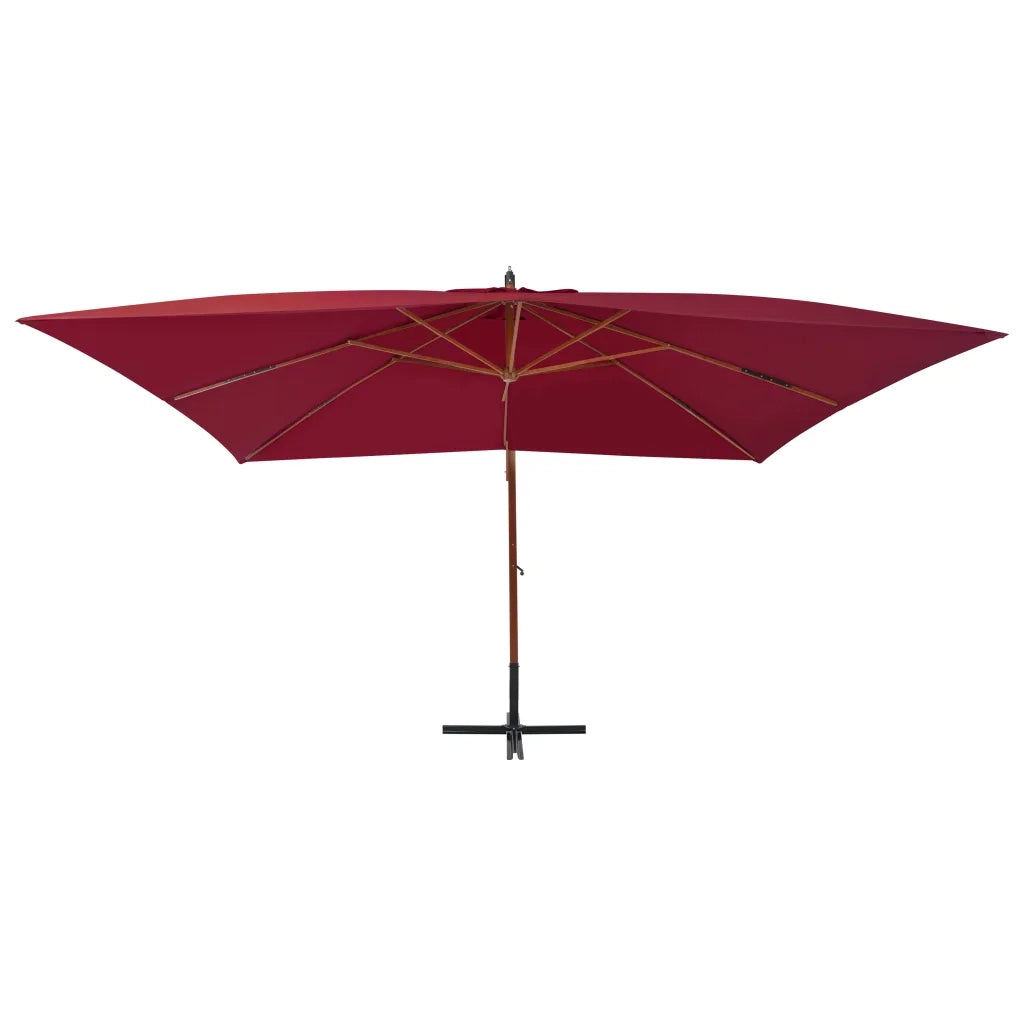 Ombrellone a Sbalzo con Palo in Legno 400x300 cm Rosso Bordeaux 44493