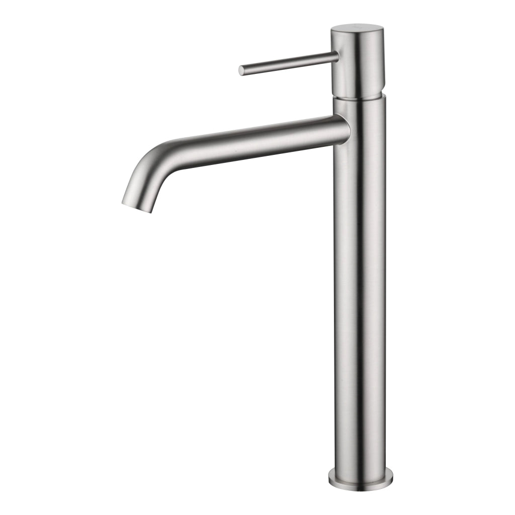 IMEX Miscelatore monocomando lavabo alto in ottone e zama finitura nichel spazzolato con cartuccia ceramica Ø26 mm e set 2 flessibili 3-8 per montaggio rapido Modello Monza BDM039-3NQ