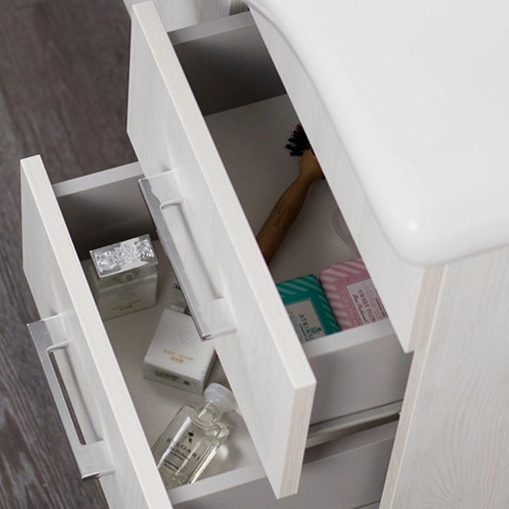 Mobile bagno venice larice bianco cm 85 con lavabo e specchio