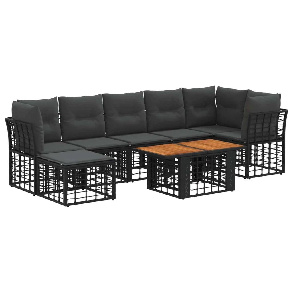 Set Divano da Giardino 8 pz Nero e Grigio scuro polyrattan 3437889