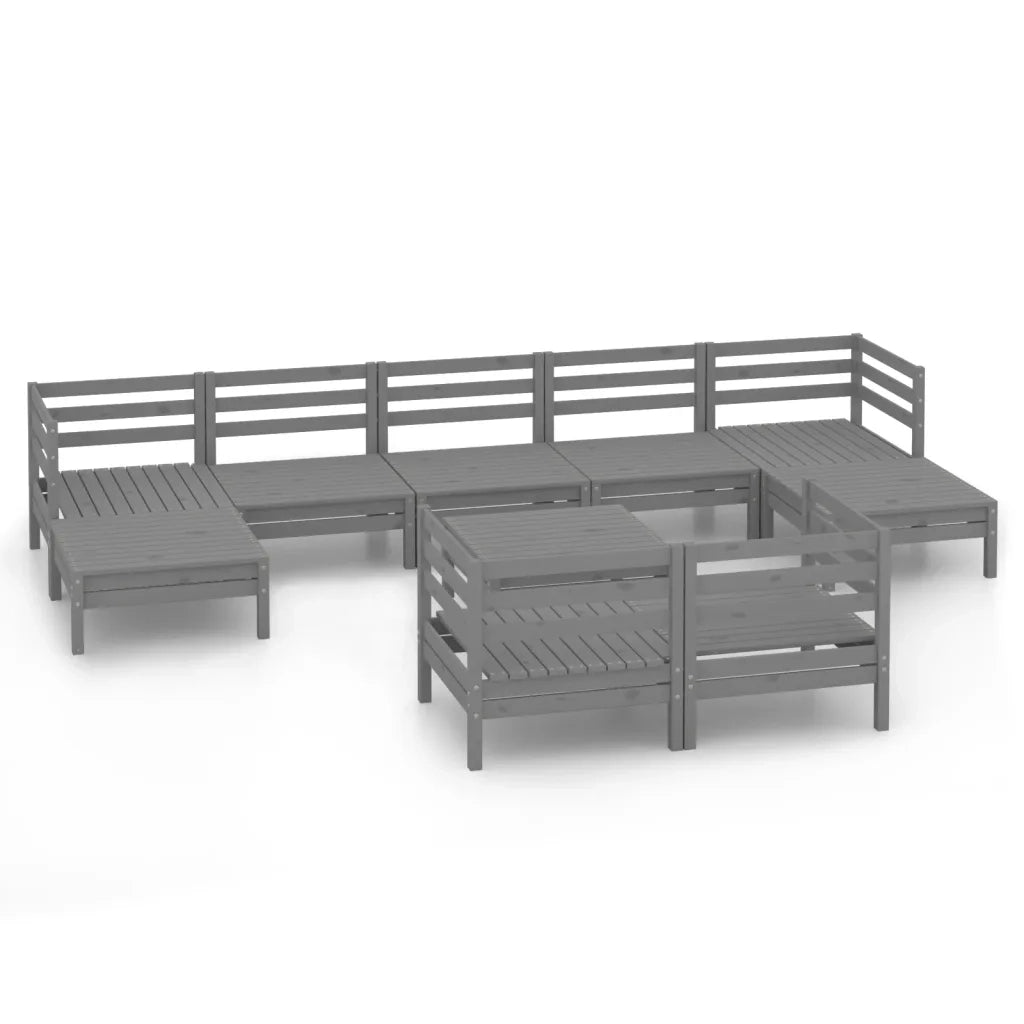 Set Salotto da Giardino 10 pz in Legno Massello di Pino Grigio 3083381