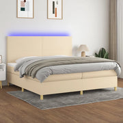 Letto a Molle Materasso e LED bianco 200x200cm in Tessuto cod mxl 33655