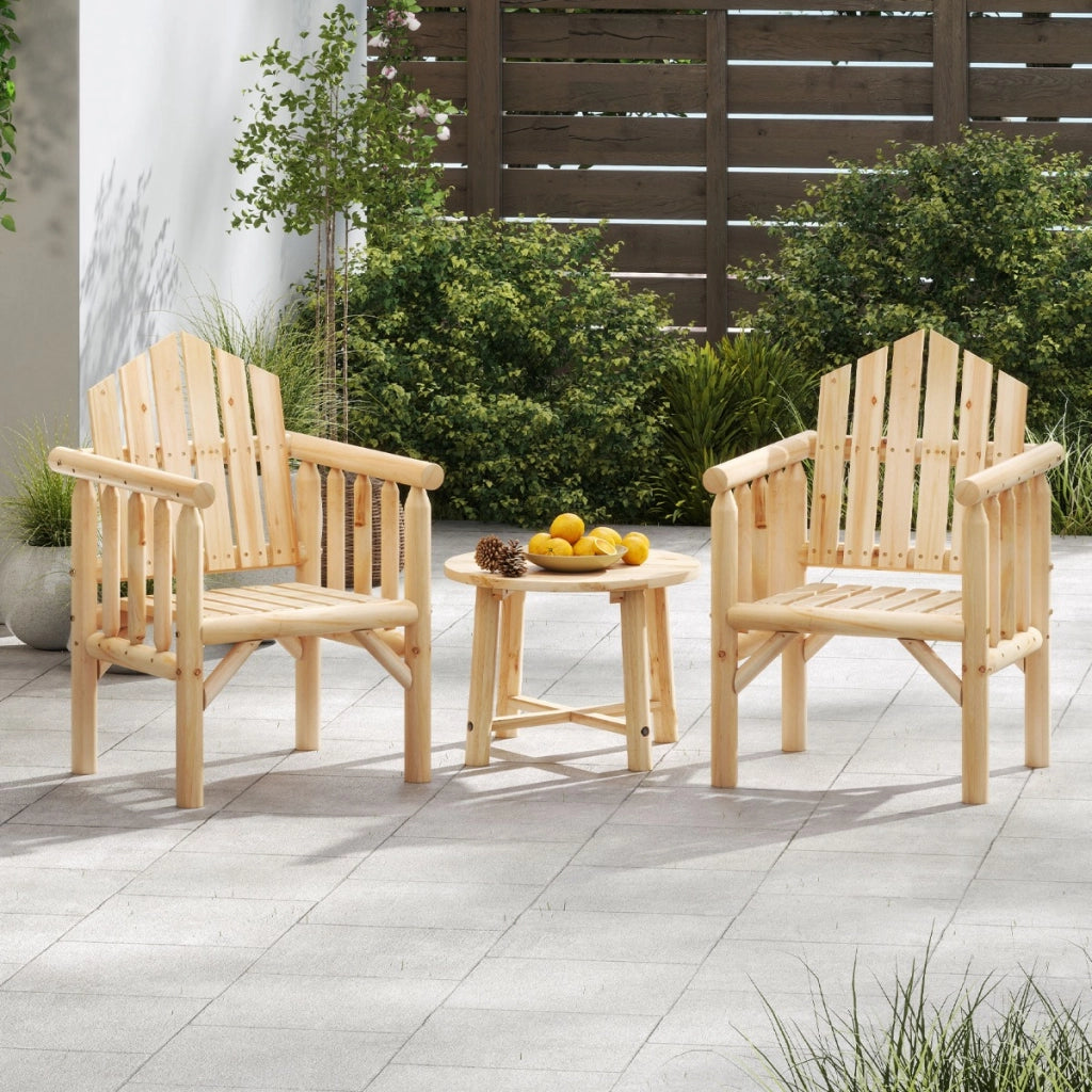 Sedia da pranzo per patio con braccioli e schienale alto inclinato per veranda-Poltrona da esterno in legno cortile giardino Naturale
