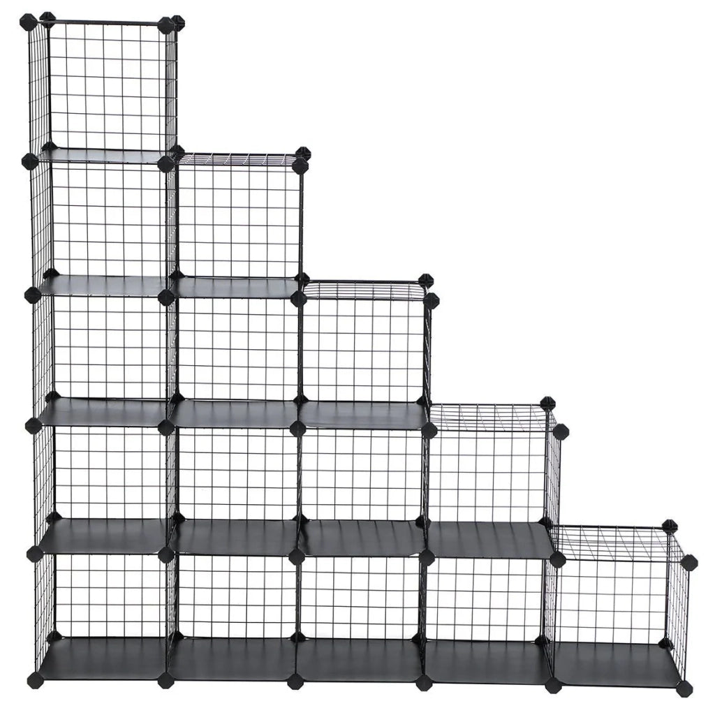 Mobiletto portaoggetti con 4 ripiani e 4 file di ripiani in rete grande capacità martello di gomma incluso dimensioni 123 x 31 x 123 cm nero 12_0003992