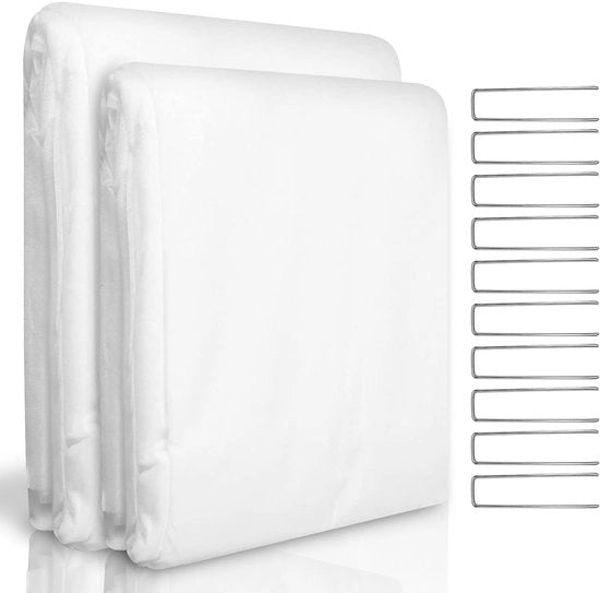 Velo per Piante in Inverno 30g/m² – 2x5M Velo Antiscivolo Antigelo con 10 Punti di Fissaggio – Permeabile all'Acqua, Velo per Giardino per la Protezione delle Piante in Inverno Esterno