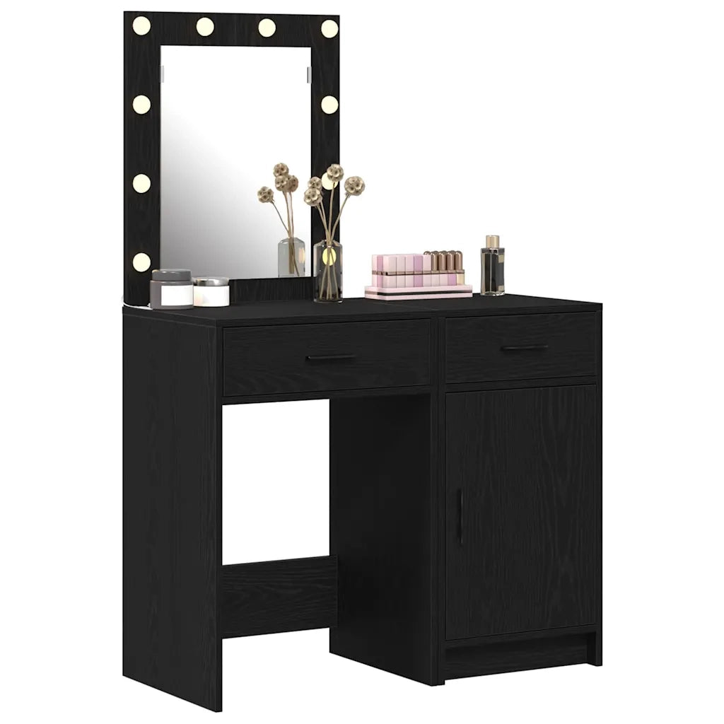 Toeletta | Tavolo da Trucco 2 pz Nero 50 x 41 x 135 cm Legno multistrato