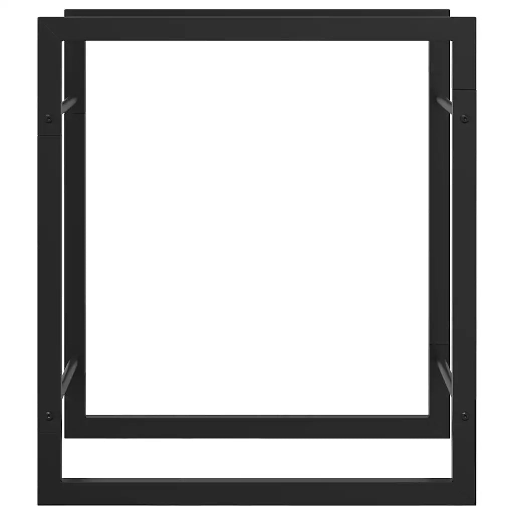 Portalegna-Scaffale per Legna Nero Opaco 50x28x56 cm in Acciaio